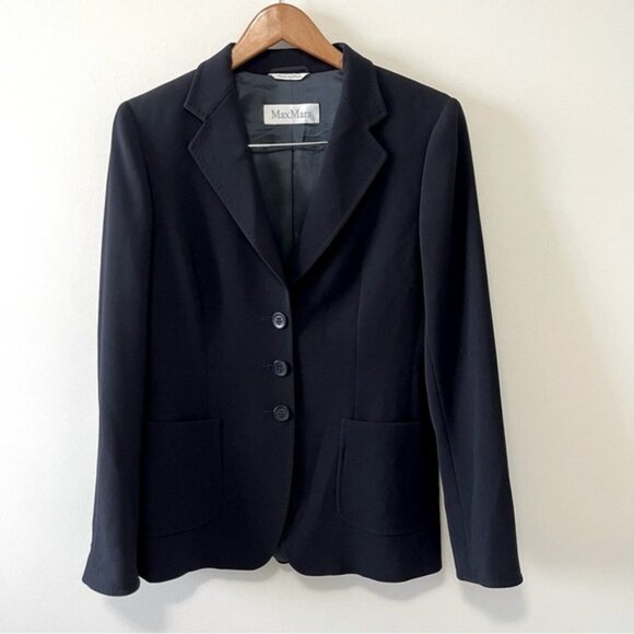 MAX MARA 3 Button Classic Black Blazer US 10 - Picture 1 of 7
